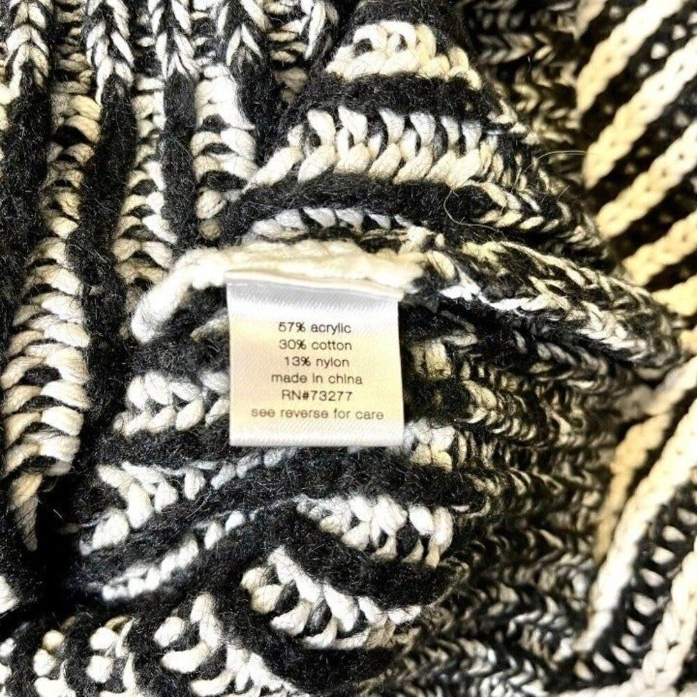 Elizabeth & James Striped Chunky Knit Crewneck Sweater Black White Small - Picture 11 of 11
